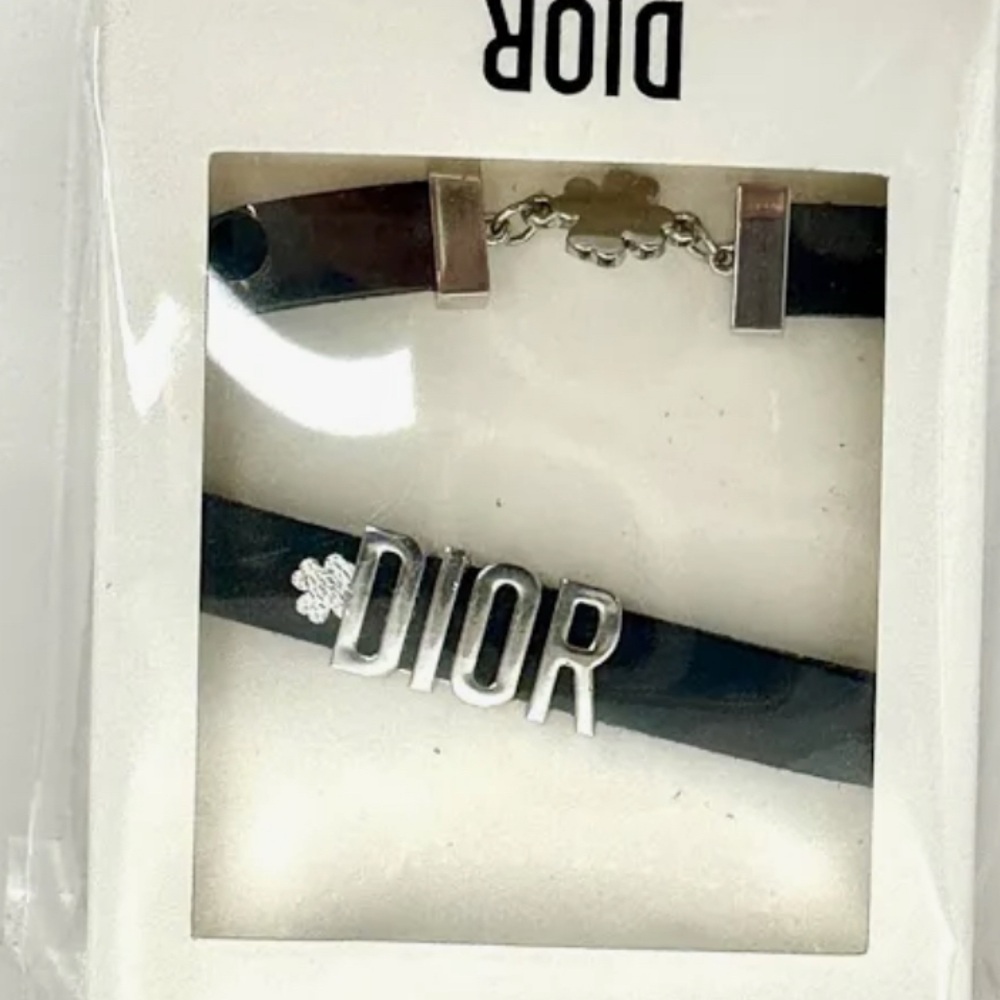Christian Dior Black and Bracelet or Choker with Clover